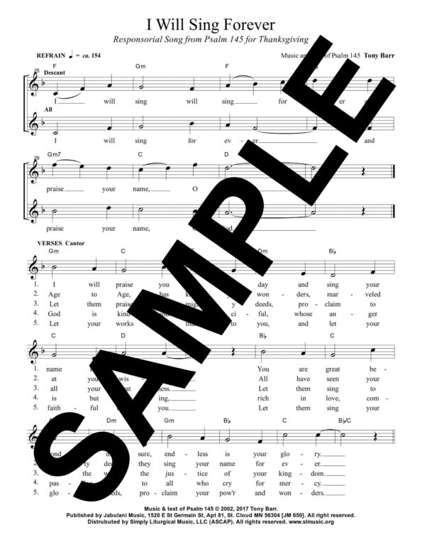 Psalm 145 Thanksgiving Barr Sample Lead Sheet scaled