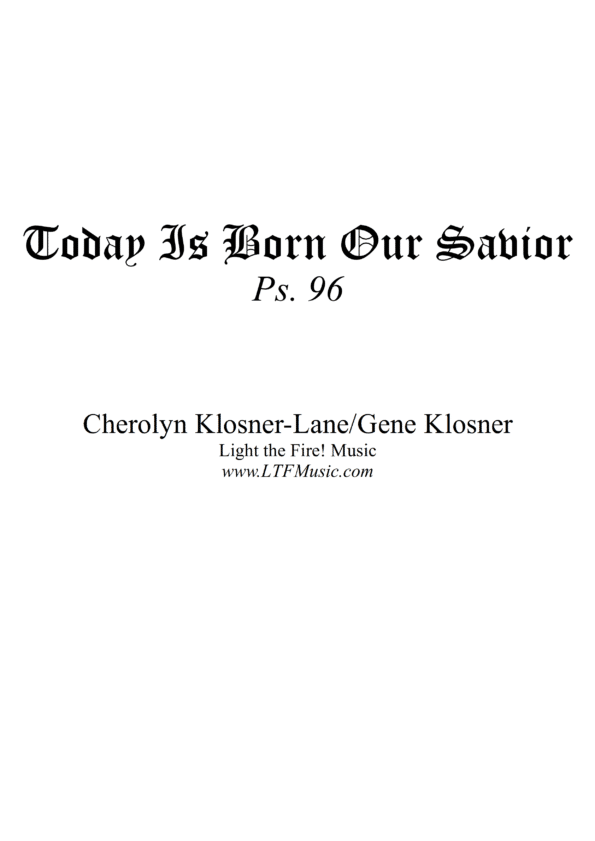 Psalm 96 Today Is Born Our Savior Klosner CompletePDF 1 png