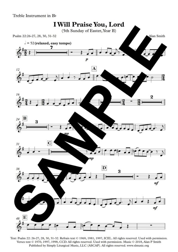 APSmith Psalm 22 Easter 5B Sample Treble Instrument in Bb scaled