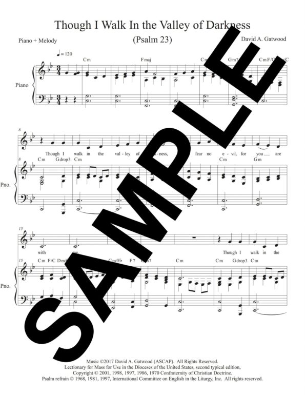 Psalm 23 Souls Gatwood Sample Piano Melody scaled