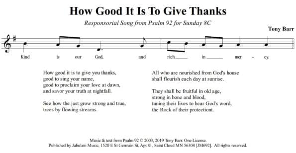 08C Ps 92 How Good It Is To Give You Thanks pew