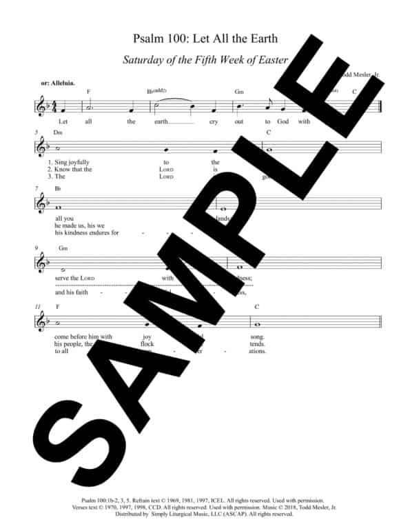 Psalm 100 Let All the Earth Mesler Sample Lead Sheet East5 Sat scaled