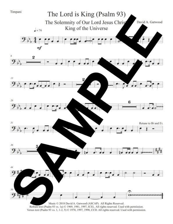The Lord Is King Psalm 93 Sample Timpani scaled