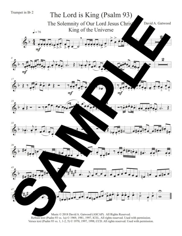 The Lord Is King Psalm 93 Sample Trumpet in Bb 2 scaled