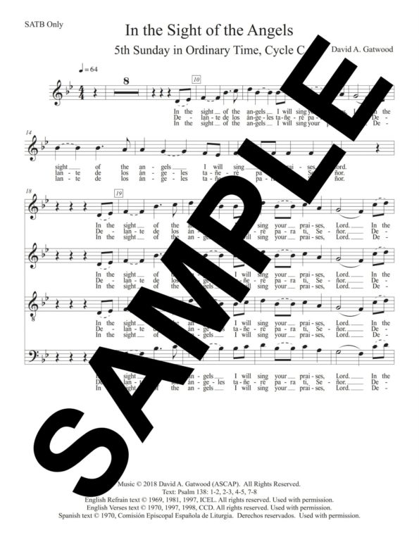 In the Sight of the Angels Psalm 138 Sample SATB Only scaled