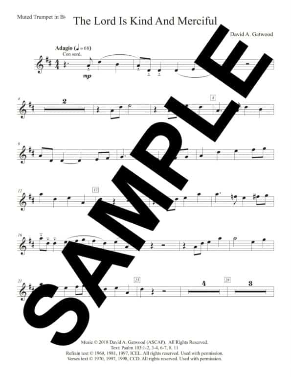 The Lord Is Kind And Merciful Psalm 103 OT 7C Sample Muted Trumpet in Bb scaled