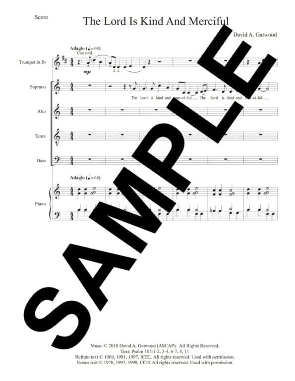 The Lord Is Kind And Merciful Psalm 103 OT 7C Sample Score scaled