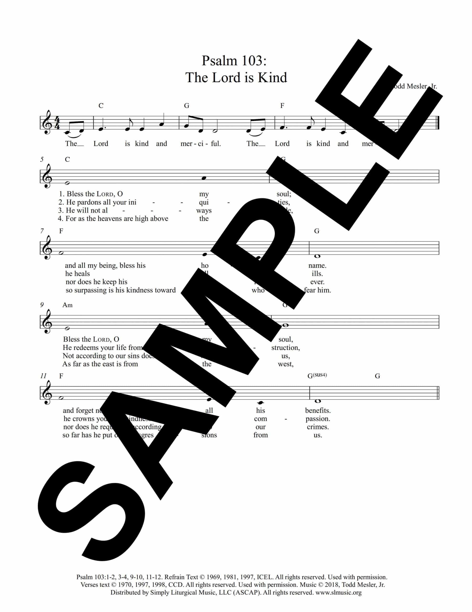 Psalm 103 – The Lord is Kind (Mesler)