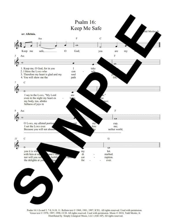 Psalm 16 Keep Me Safe Mesler Sample Lead Sheet scaled