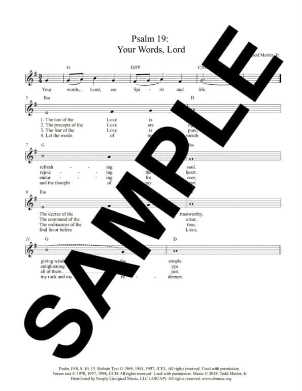 Psalm 19 Your Words Lord Mesler Sample Lead Sheet 1 scaled