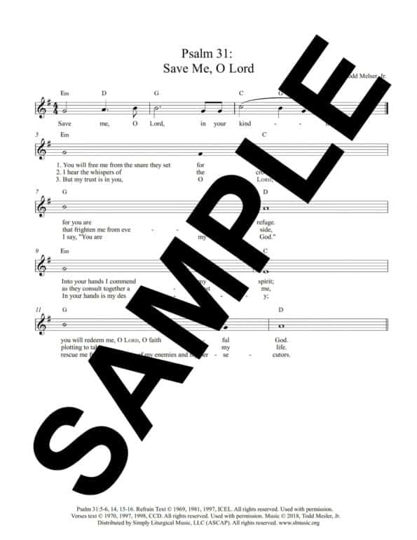 Psalm 31 Save Me O Lord Mesler Sample Lead Sheet scaled