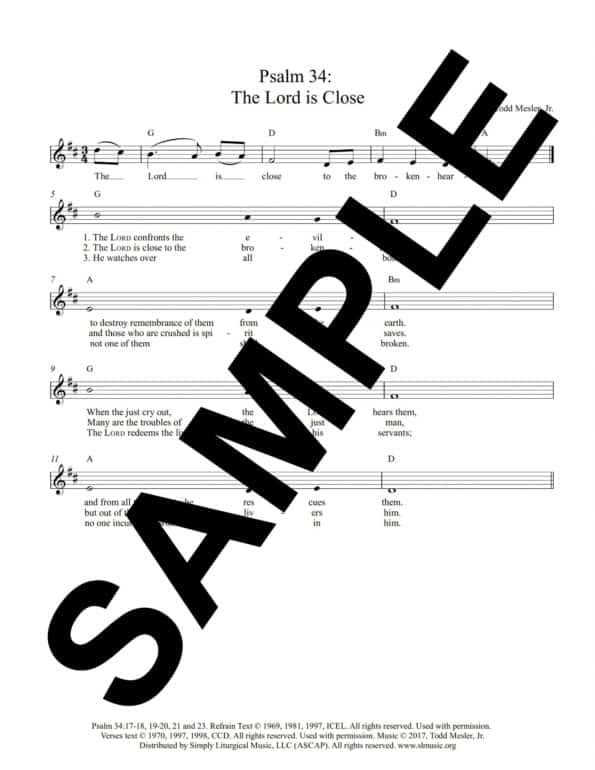 Psalm 34 The Lord is Close Mesler Sample Lead Sheet scaled