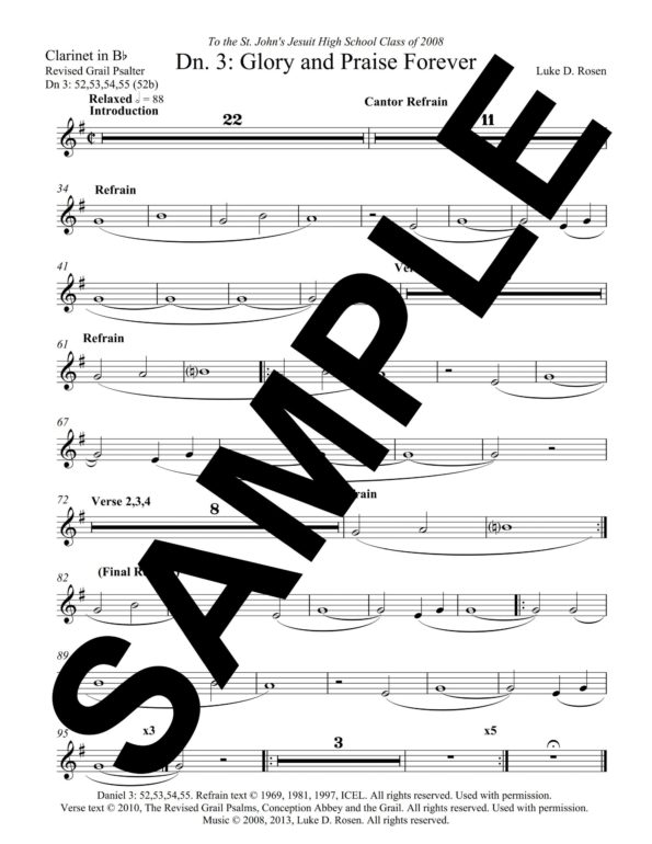 Daniel 3 Glory and Praise Forever Rosen Sample Musicians Parts 3 scaled