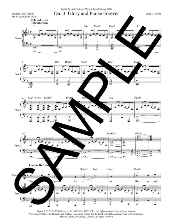 Dn 3 Glory and Praise Forever ROSEN Sample Musicians Parts scaled