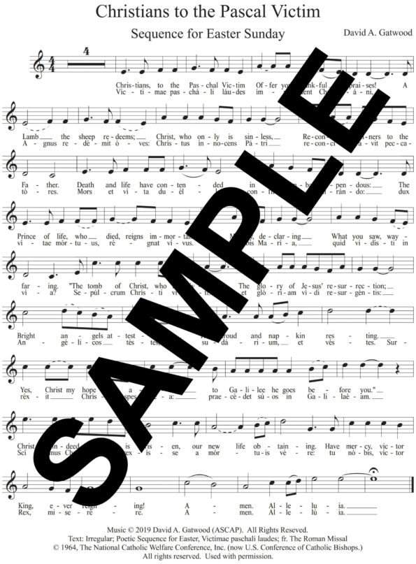 Christians to the Paschal Victim Easter Sequence Sample Congregation Melody only scaled