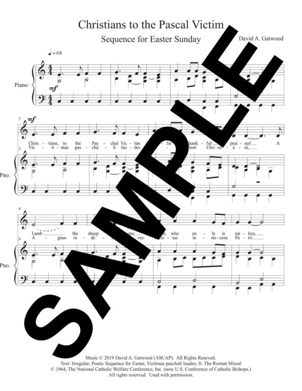 Sheet music for Christians to the Pascal Victim song