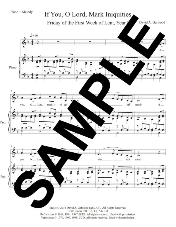 If You O Lord Mark Iniquities Psalm 130 Friday 1 Lent Year I Sample Piano Melody scaled