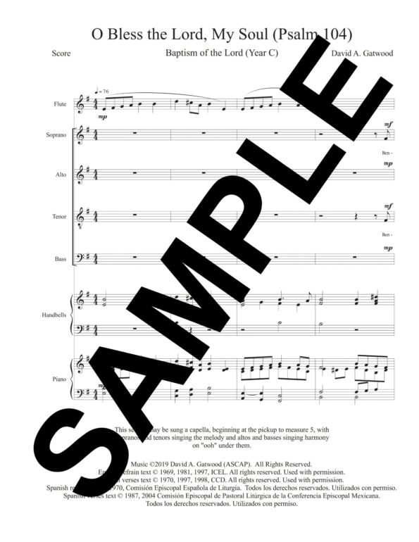 O Bless the Lord My Soul Psalm 104 Sample Score scaled
