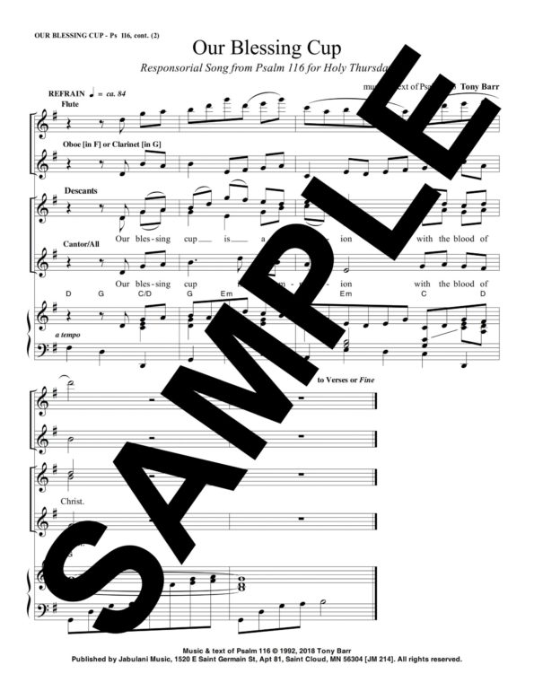 Ps 116 Our Blessing Cup HT Sample Musicians Parts 1 scaled
