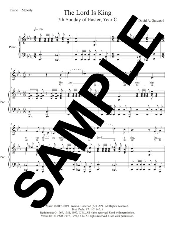The Lord Is King Easter 7C Sample Piano Melody scaled