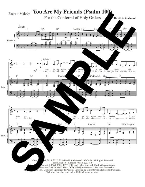 You Are My Friends Psalm 100 Sample Piano Melody scaled