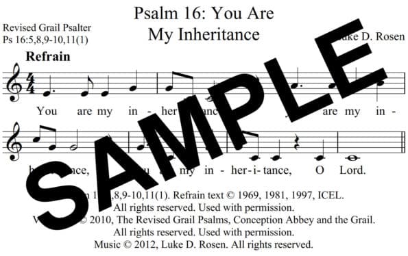 Psalm 16 You Are My Inheritance Rosen Sample Assembly