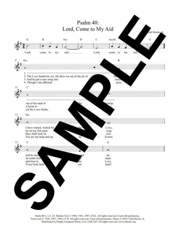 Psalm 40 Lord Come to My Aid Mesler Sample Lead Sheet scaled
