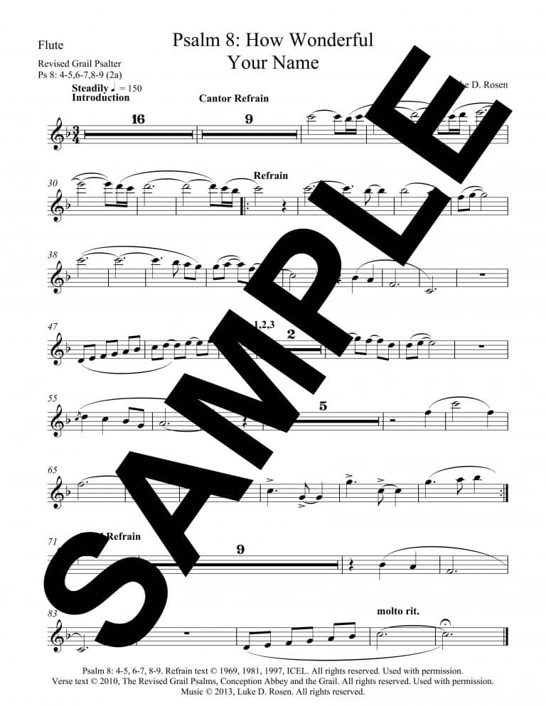 Psalm 8 - How Wonderful Your Name (Rosen) Sample Musician's Parts_2