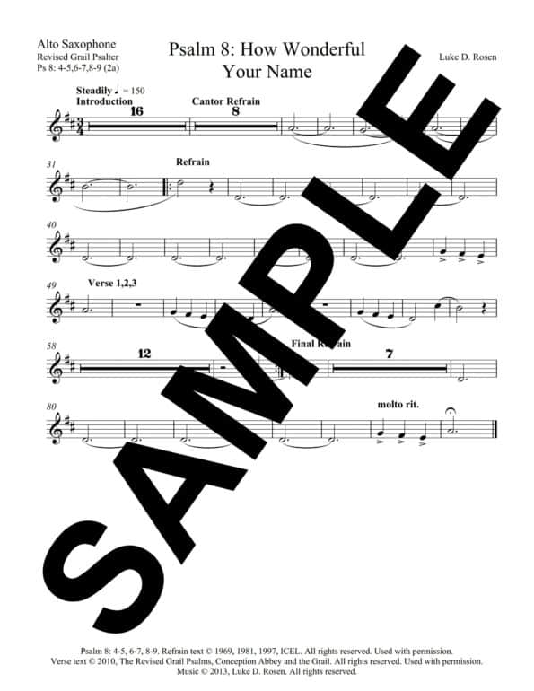 Psalm 8 How Wonderful Your Name Rosen Sample Musicians Parts 4 scaled