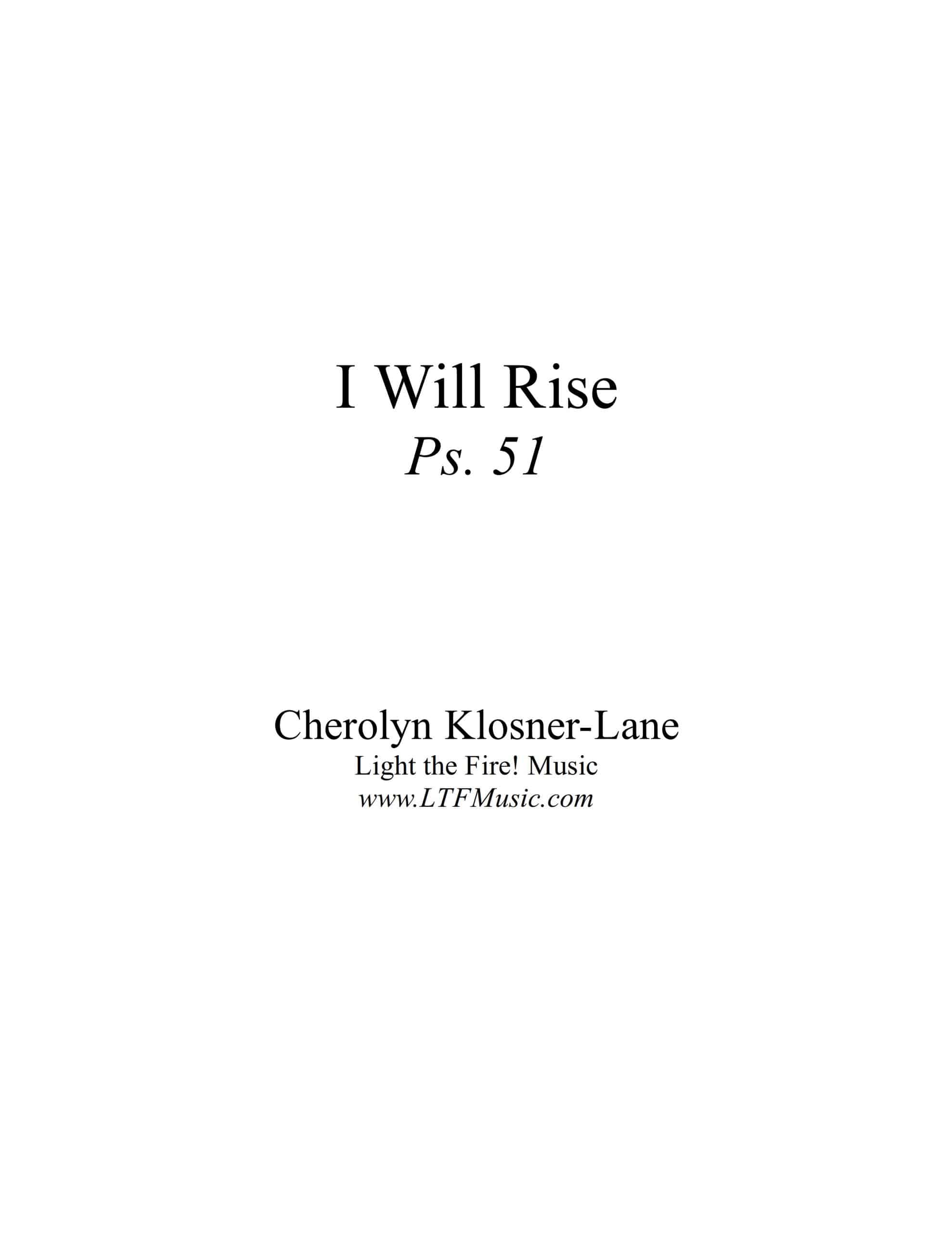Psalm 51 – I Will Rise (Klosner)