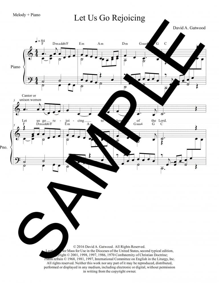 Psalm 122 - Let Us Go Rejoicing (Gatwood)-Sample Piano+Melody