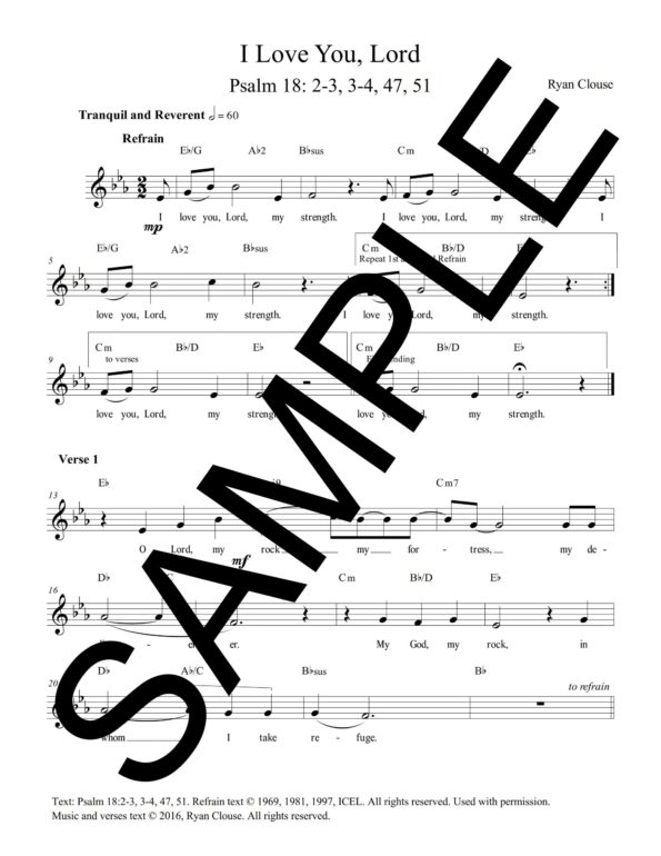 Psalm 18 I Love You Lord Clouse Sample Lead Sheet scaled