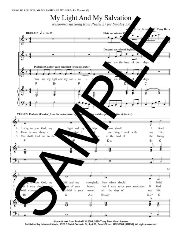 3A Ps 27 I Sing To You God My Liht And My Help JM 756Sample Musicians Parts 1 scaled