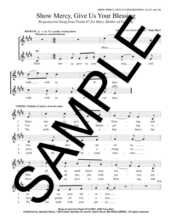 5 Mary Mother of God Ps 67 Show Mercy Give Us Your Blessing JM 659Sample Musicians Parts 2 scaled