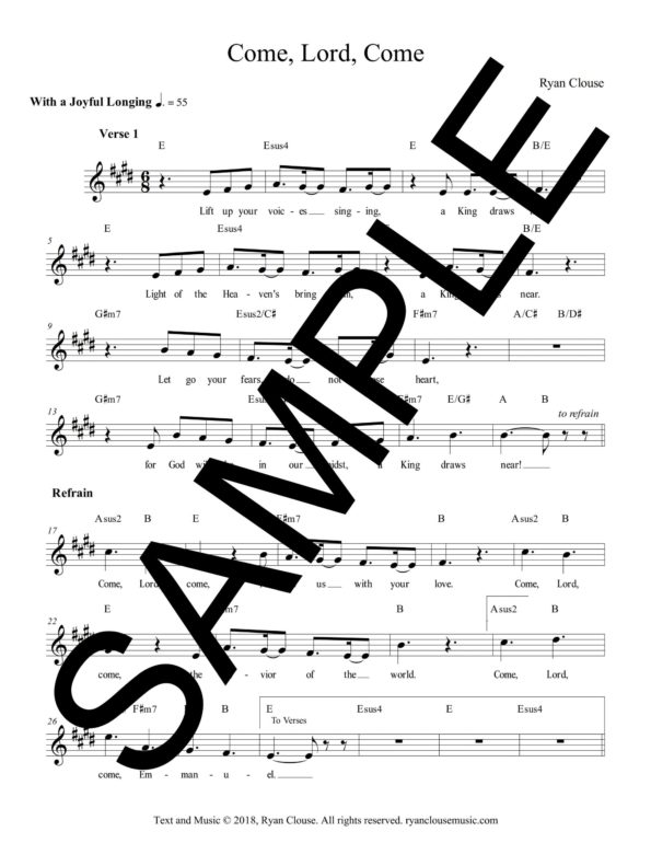 Come Lord Come Clouse Sample Lead Sheet scaled