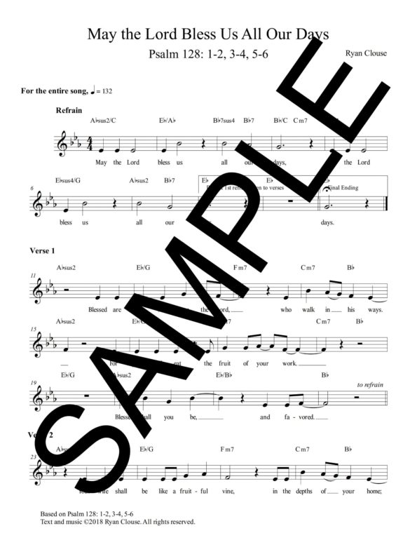 Psalm 128 May the Lord Bless Us Clouse Sample Lead Sheet scaled
