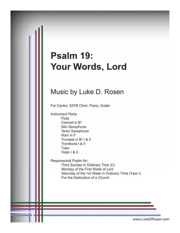 Psalm 19 Your Words Lord ROSEN Sample Musicians Parts 1 scaled