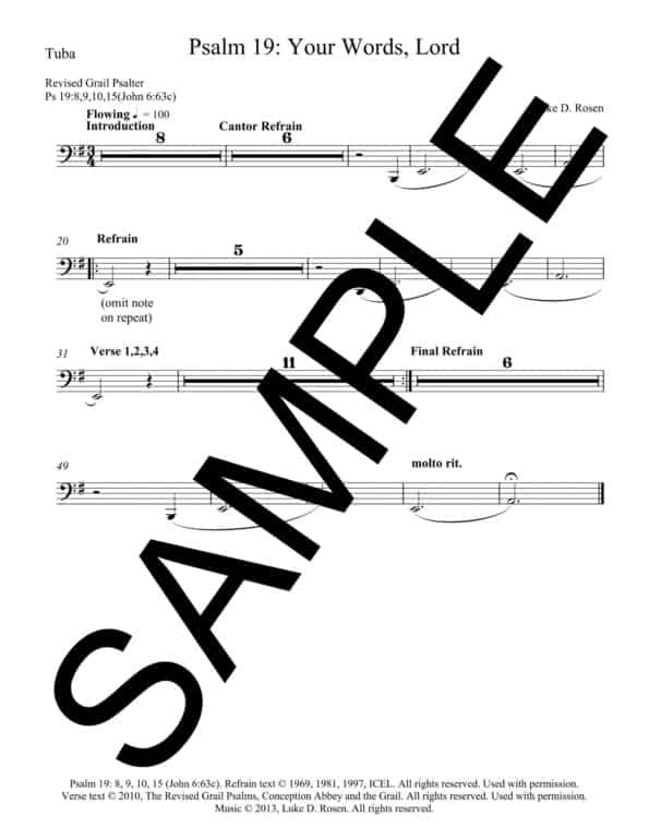 Psalm 19 Your Words Lord ROSEN Sample Musicians Parts 10 scaled