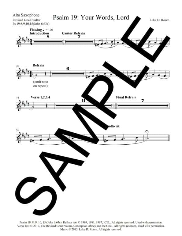 Psalm 19 Your Words Lord ROSEN Sample Musicians Parts 5 scaled