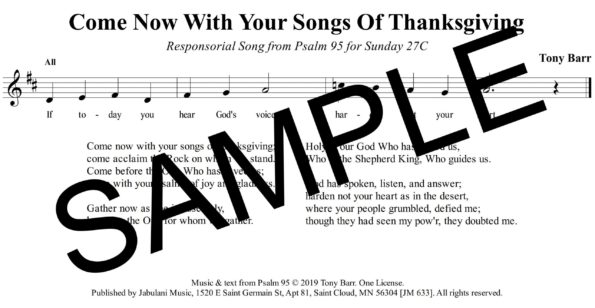 27C Ps 95 Come Now With Your Songs Of Thanksgiving pew Sample Assembly scaled