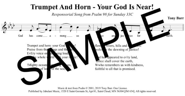 33C Ps 98 Trumper And Horn Your God Us Near pew Sample Assembly scaled