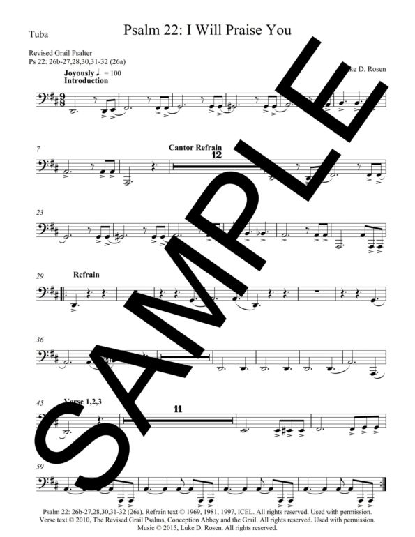 Psalm 22 I Will Praise You ROSEN Sample Musicians Parts 10 scaled