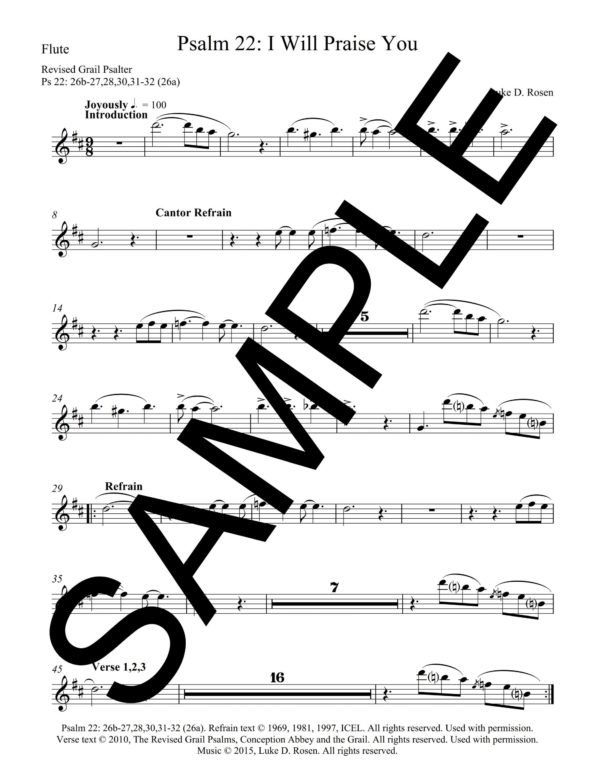 Psalm 22 I Will Praise You ROSEN Sample Musicians Parts 3 scaled