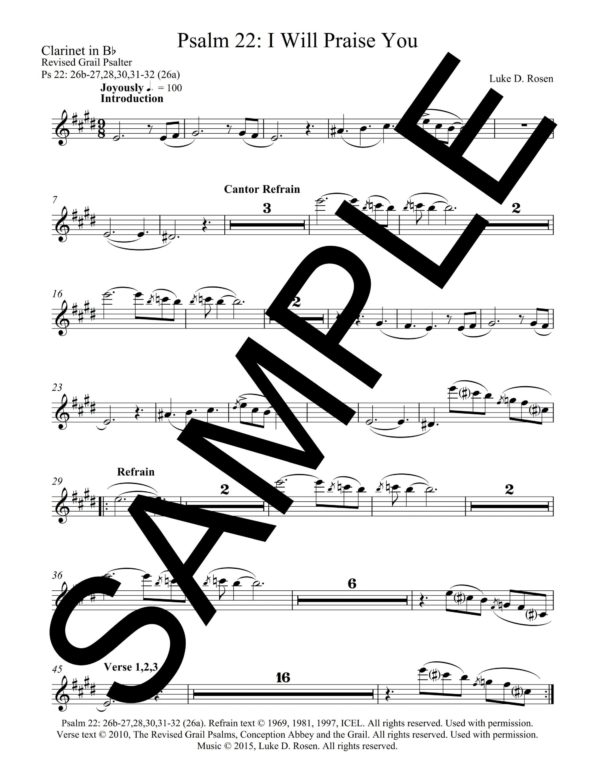 Psalm 22 I Will Praise You ROSEN Sample Musicians Parts 4 scaled