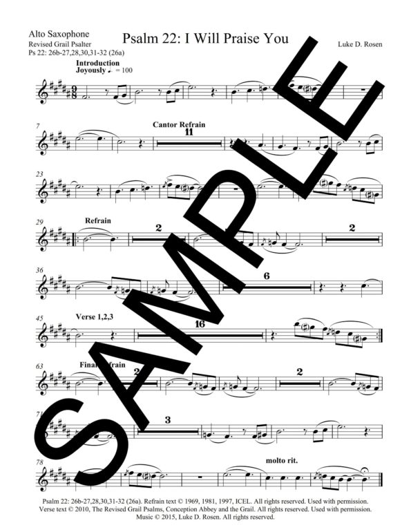 Psalm 22 I Will Praise You ROSEN Sample Musicians Parts 5 scaled