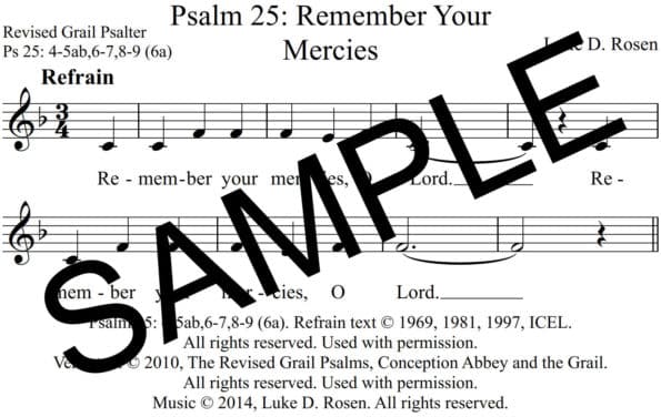 Psalm 25 Remember Your Mercies RosenSample Assembly