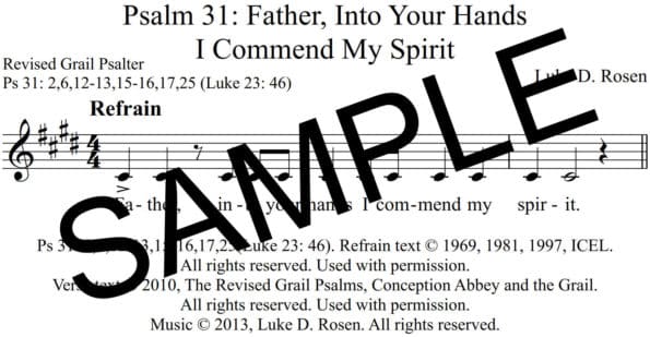 Psalm 31 Father into Your Hands Rosen Sample Assembly