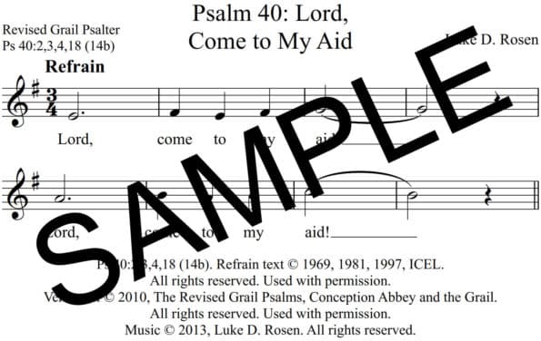 Psalm 40 Lord Come to My Aid Rosen Sample Assembly