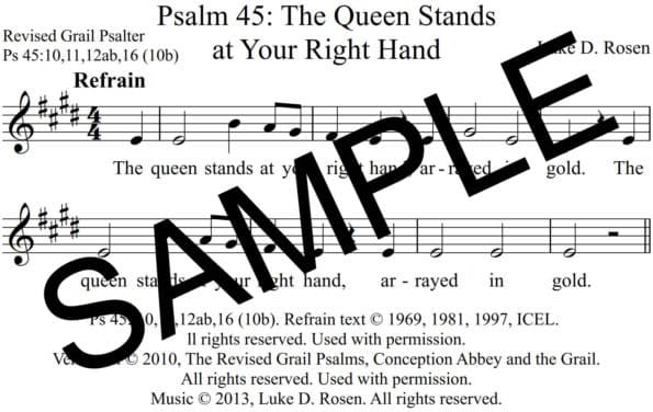 Psalm 45 The Queen Stands at Your Right Hand Rosen Sample Assembly