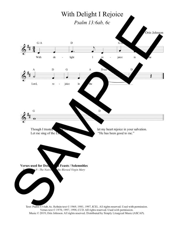 Psalm 13 With Delight I Rejoice Johnson Sample Lead Sheet 1 png